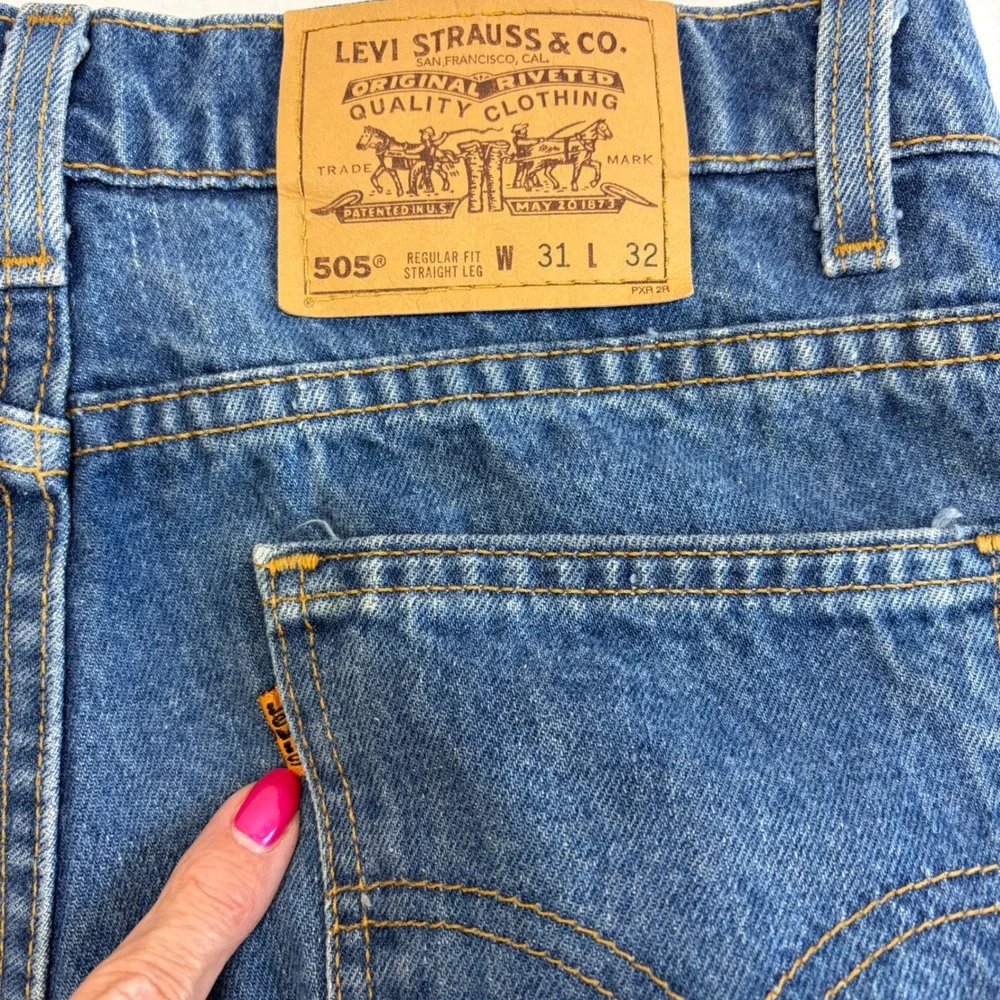Vintage Levis 505 Orange Tab Jeans Mens Fits 29x28 Made In USA 90s Hemmed